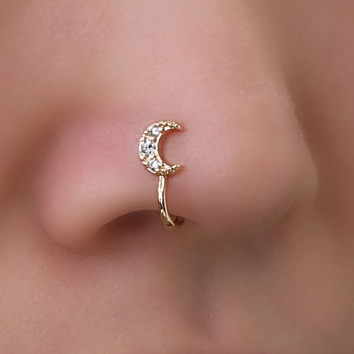 1 Piece Nose Rings & Studs Basic Simple Style Moon Heart Shape Butterfly Copper Inlay Zircon Nose Ring Nose Rings & Studs