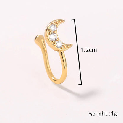 1 Piece Nose Rings & Studs Basic Simple Style Moon Heart Shape Butterfly Copper Inlay Zircon Nose Ring Nose Rings & Studs