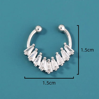 1 Piece Nose Rings & Studs Basic Simple Style Moon Heart Shape Butterfly Copper Inlay Zircon Nose Ring Nose Rings & Studs