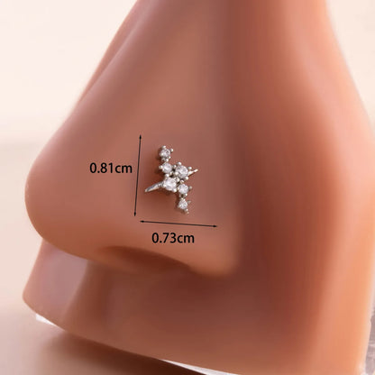 1 Piece Nose Rings & Studs Casual French Style Korean Style Crown 316L Stainless Steel  Copper Inlay Zircon Nose Rings & Studs