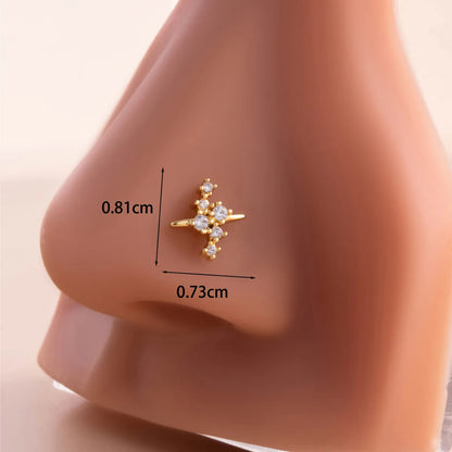 1 Piece Nose Rings & Studs Casual French Style Korean Style Crown 316L Stainless Steel  Copper Inlay Zircon Nose Rings & Studs