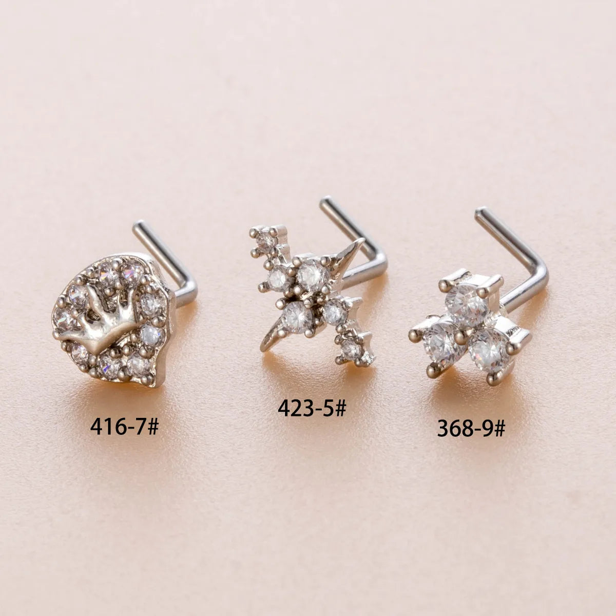 1 Piece Nose Rings & Studs Casual French Style Korean Style Crown 316L Stainless Steel  Copper Inlay Zircon Nose Rings & Studs