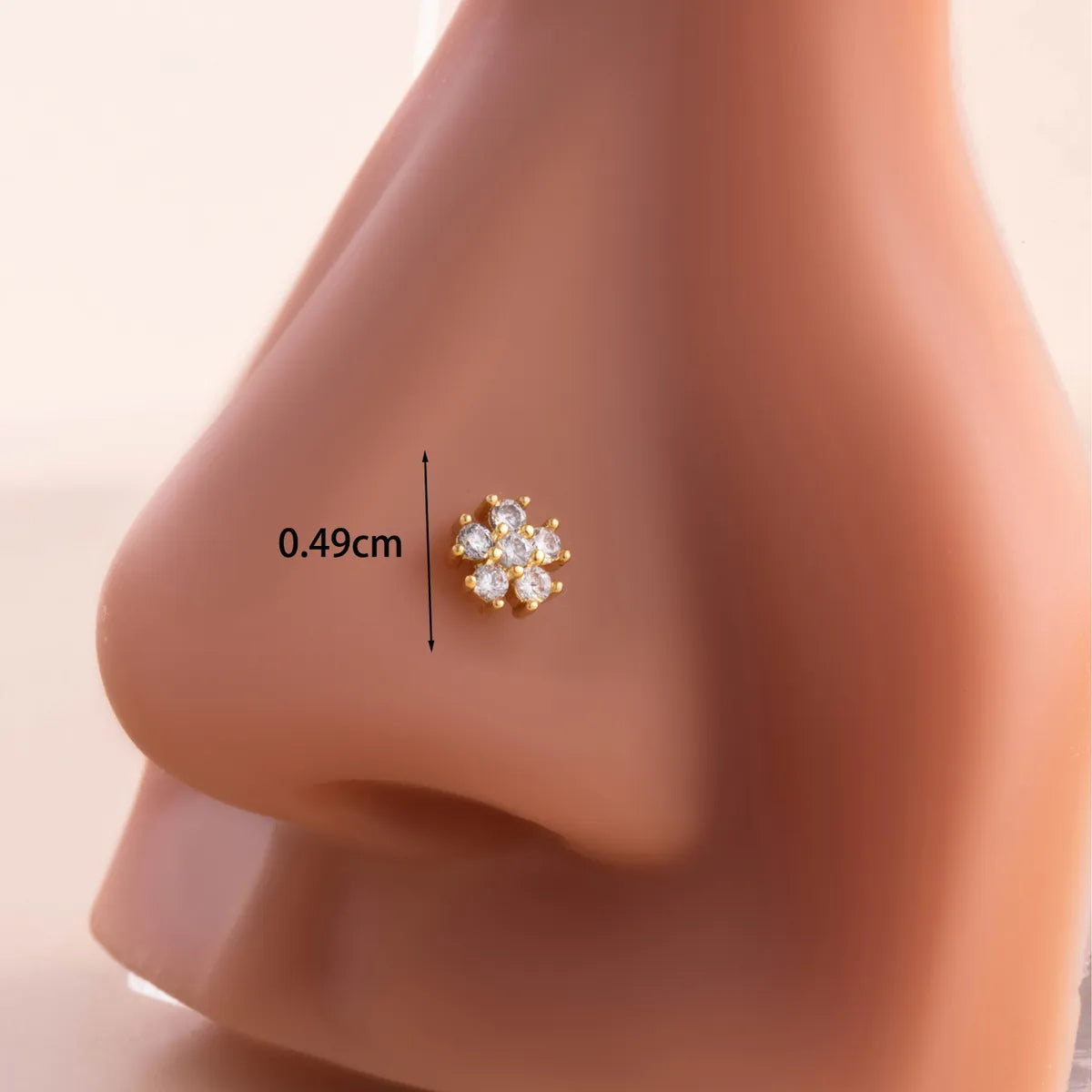 1 Piece Nose Rings & Studs Casual French Style Korean Style Flower 316L Stainless Steel  Copper Inlay Zircon Nose Rings & Studs