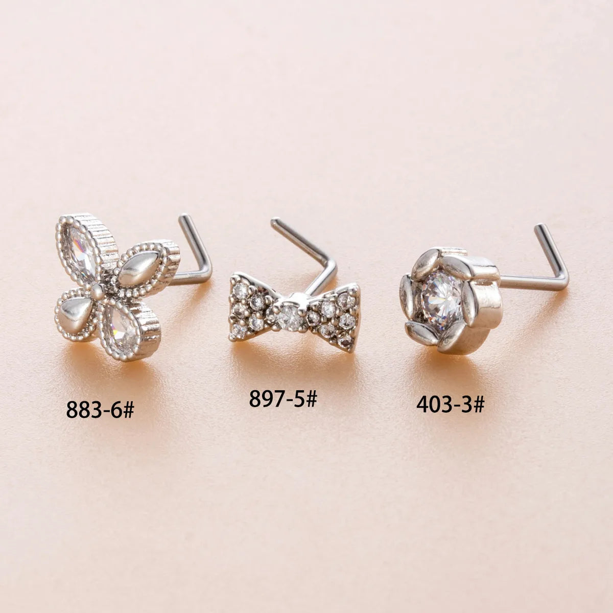 1 Piece Nose Rings & Studs Casual French Style Korean Style Flower Bow Knot 316L Stainless Steel  Copper Inlay Zircon Nose Rings & Studs