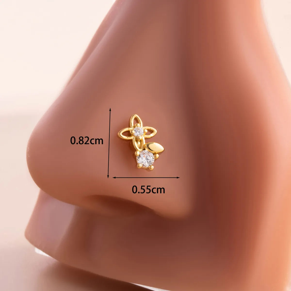 1 Piece Nose Rings & Studs Casual French Style Korean Style Maple Leaf Butterfly 316L Stainless Steel  Copper Inlay Zircon Nose Rings & Studs