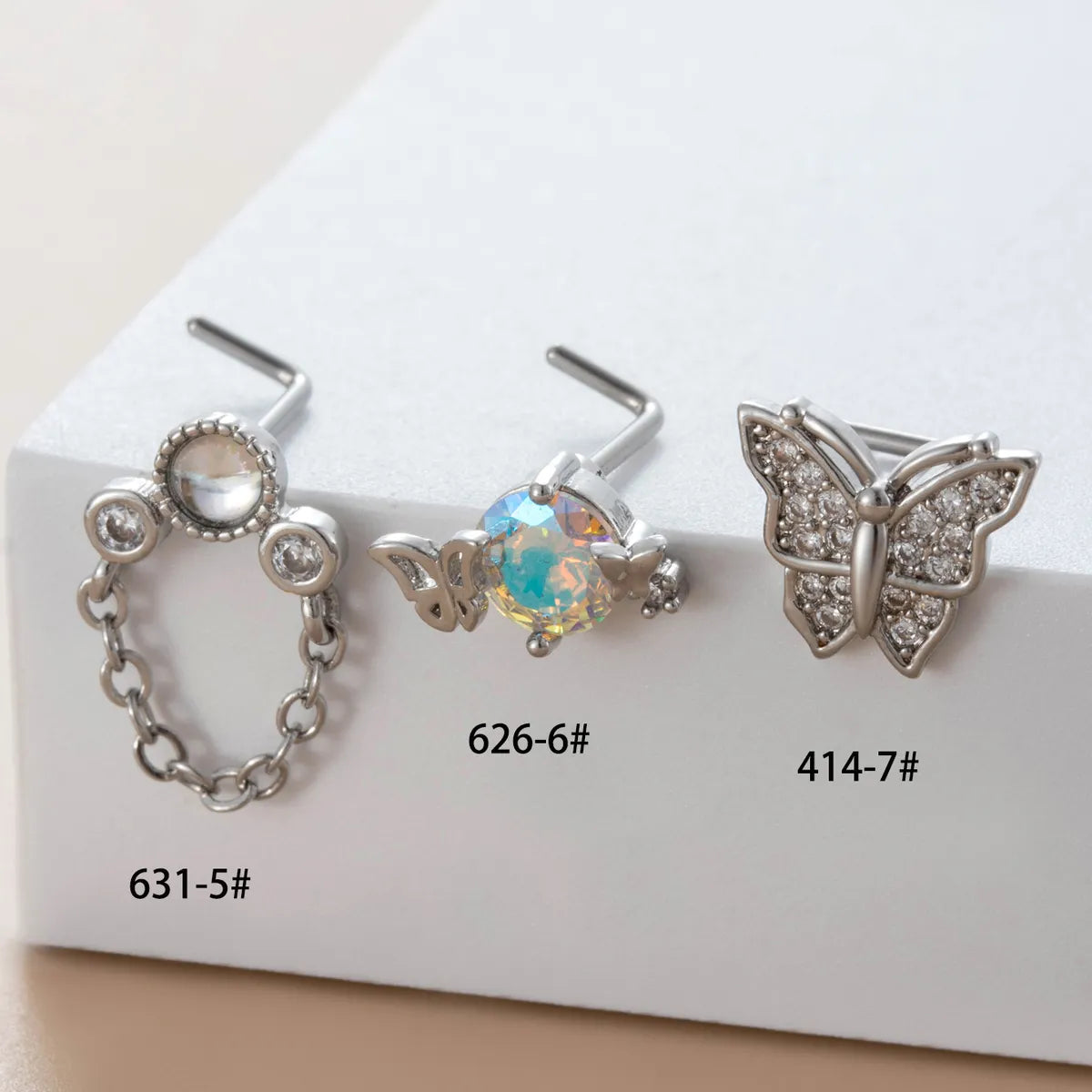 1 Piece Nose Rings & Studs Casual French Style Korean Style Round Butterfly 316L Stainless Steel  Copper Inlay Zircon Nose Rings & Studs