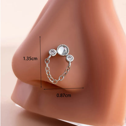 1 Piece Nose Rings & Studs Casual French Style Korean Style Round Butterfly 316L Stainless Steel  Copper Inlay Zircon Nose Rings & Studs