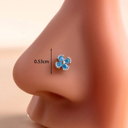 1 Piece Nose Rings & Studs Casual French Style Korean Style Water Droplets Heart Shape Flower 316L Stainless Steel  Copper Inlay Zircon Nose Rings & Studs