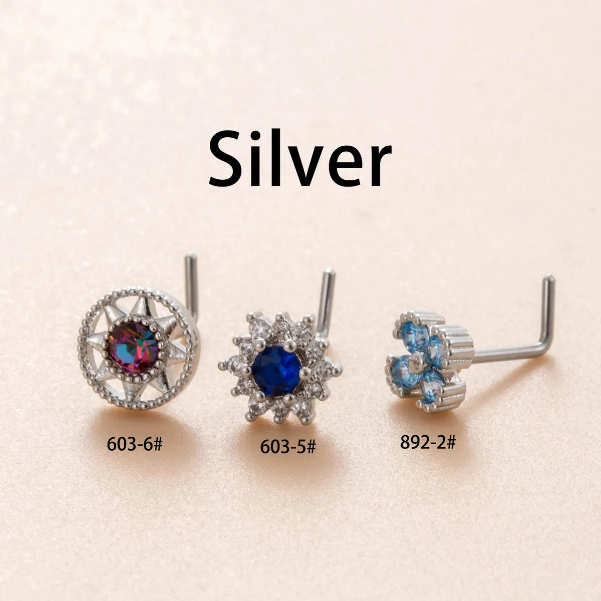 1 Piece Nose Rings & Studs Casual French Style Korean Style Water Droplets Heart Shape Flower 316L Stainless Steel  Copper Inlay Zircon Nose Rings & Studs