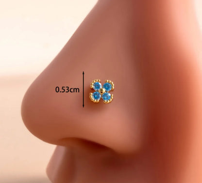 1 Piece Nose Rings & Studs Casual French Style Korean Style Water Droplets Heart Shape Flower 316L Stainless Steel  Copper Inlay Zircon Nose Rings & Studs