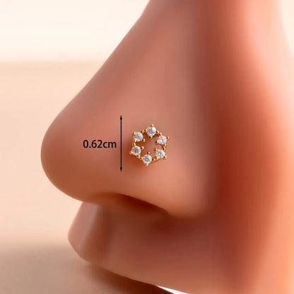 1 Piece Nose Rings & Studs Casual French Style Korean Style Water Droplets Heart Shape Flower 316L Stainless Steel  Copper Inlay Zircon Nose Rings & Studs