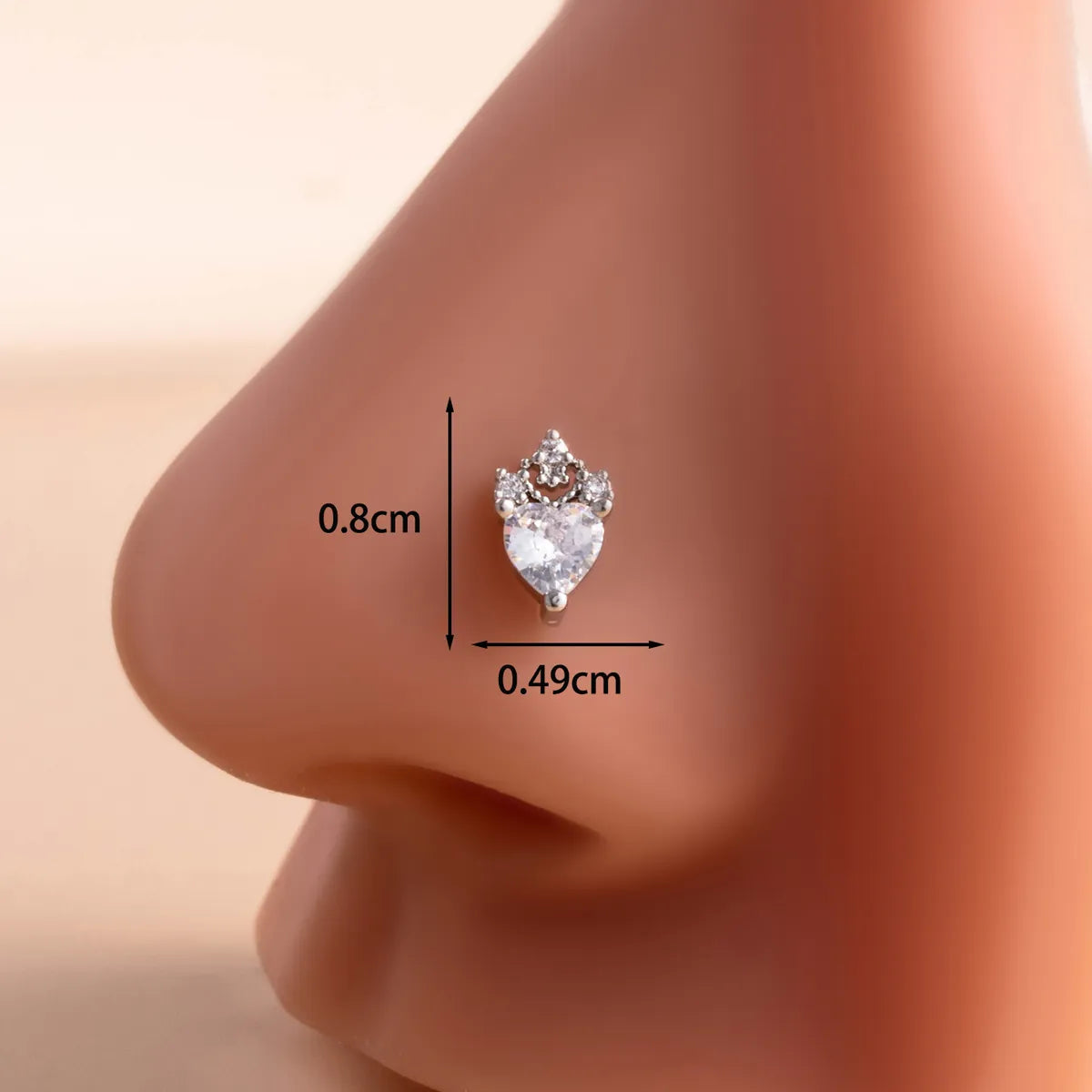 1 Piece Nose Rings & Studs Casual French Style Korean Style Water Droplets Heart Shape Flower 316L Stainless Steel  Copper Inlay Zircon Nose Rings & Studs