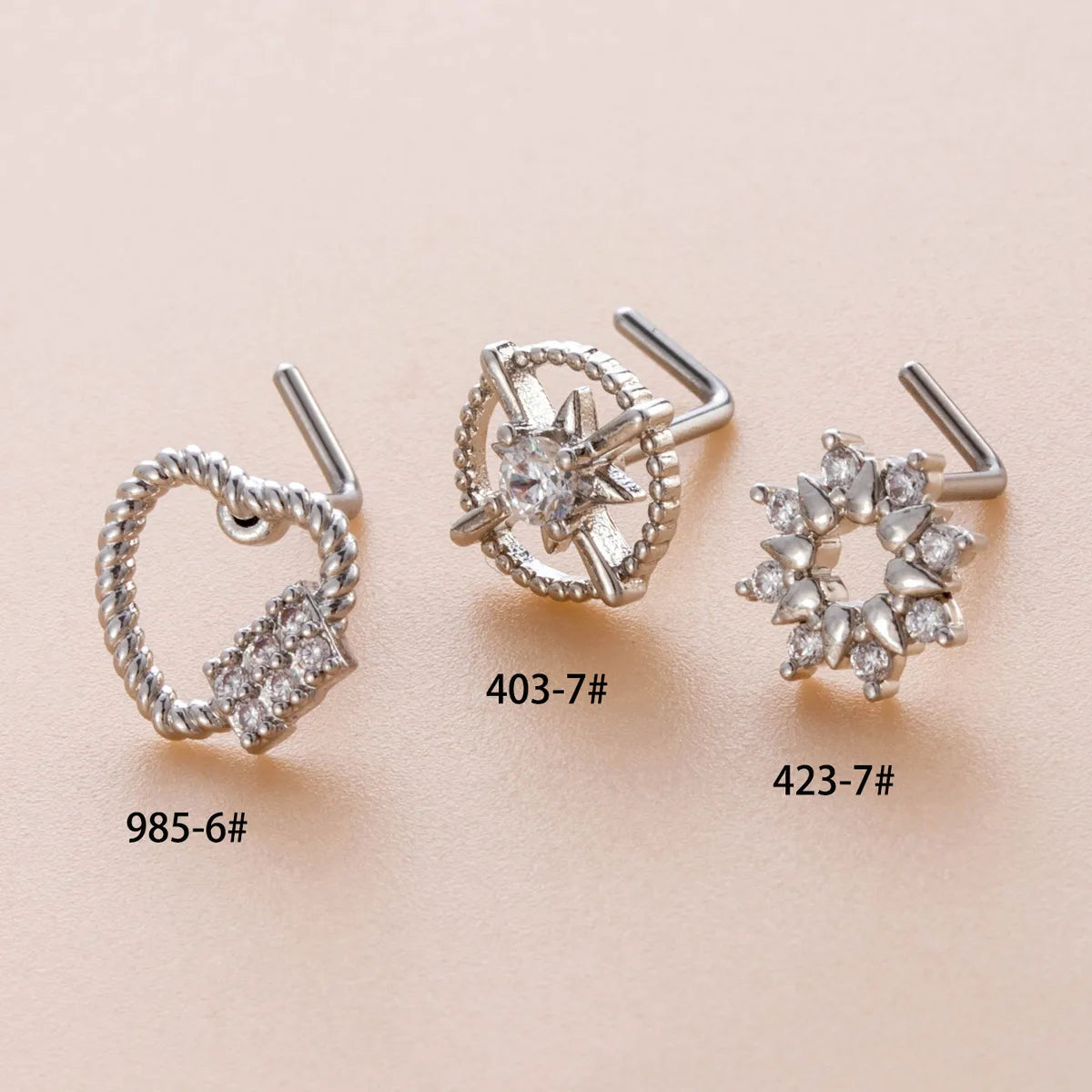 1 Piece Nose Rings & Studs Casual French Style Sweet Star Heart Shape 316L Stainless Steel  Copper Hollow Out Inlay Zircon Nose Rings & Studs