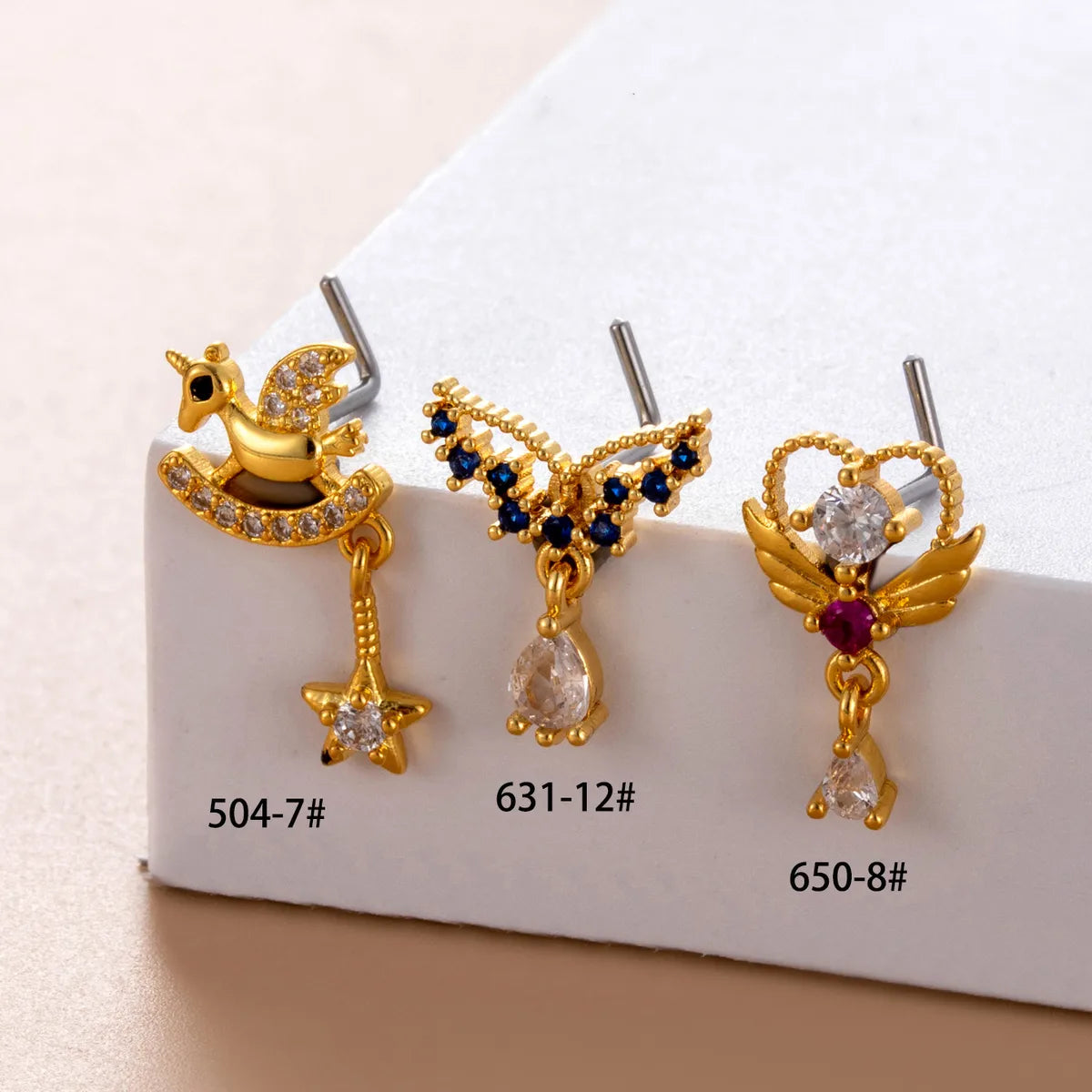 1 Piece Nose Rings & Studs Casual French Style Water Droplets Heart Shape  316L Stainless Steel  Copper Inlay Zircon Nose Rings & Studs