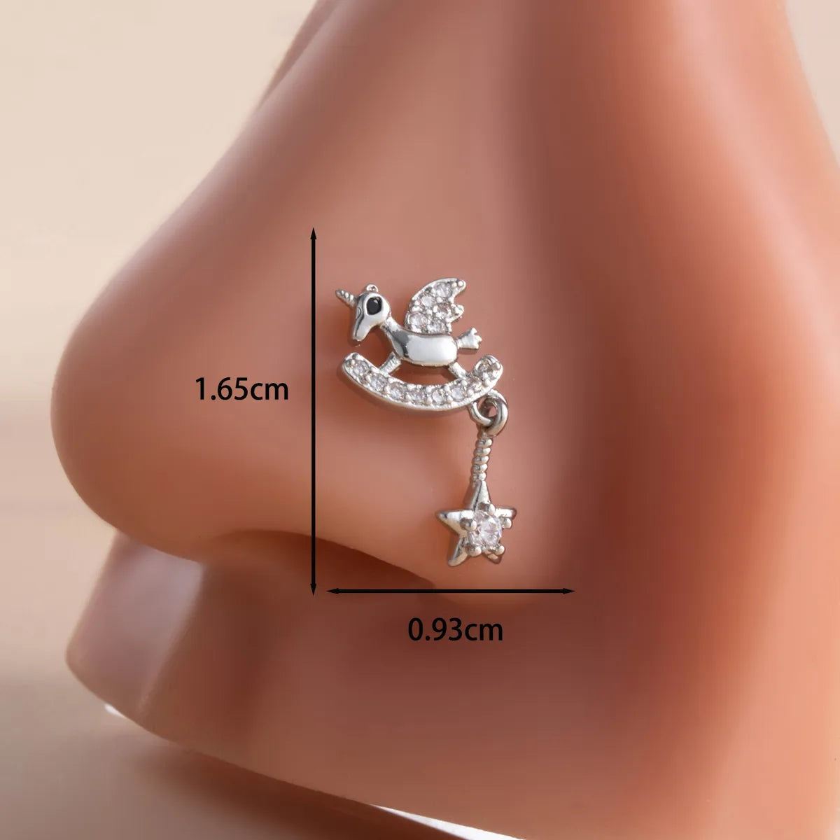 1 Piece Nose Rings & Studs Casual French Style Water Droplets Heart Shape  316L Stainless Steel  Copper Inlay Zircon Nose Rings & Studs