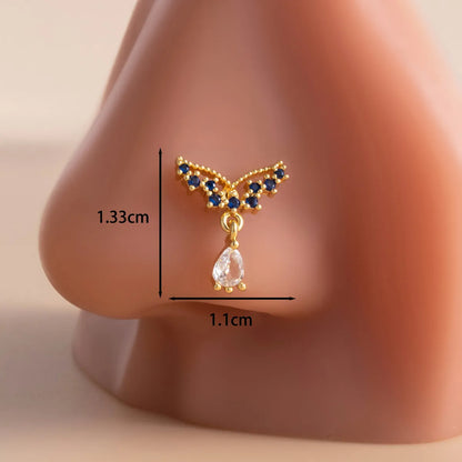 1 Piece Nose Rings & Studs Casual French Style Water Droplets Heart Shape  316L Stainless Steel  Copper Inlay Zircon Nose Rings & Studs