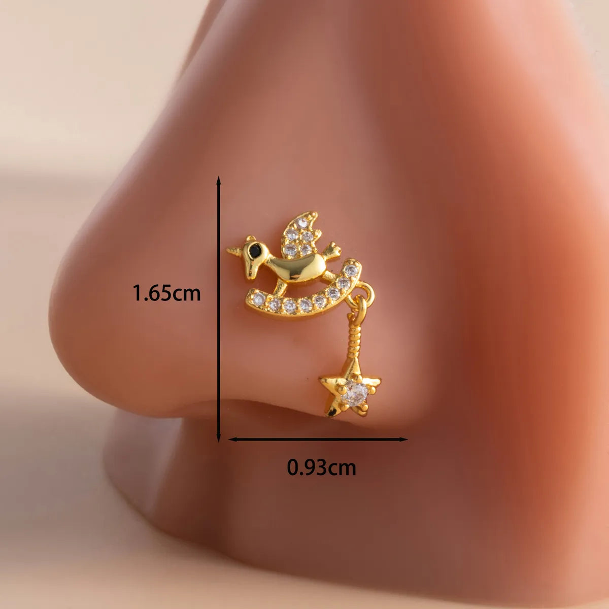 1 Piece Nose Rings & Studs Casual French Style Water Droplets Heart Shape  316L Stainless Steel  Copper Inlay Zircon Nose Rings & Studs