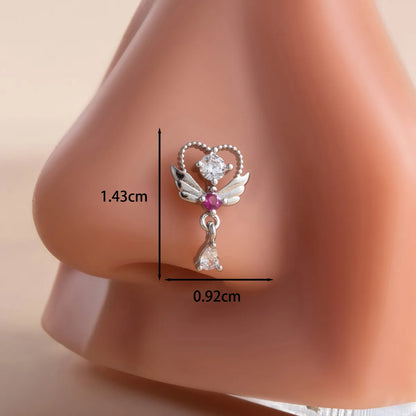 1 Piece Nose Rings & Studs Casual French Style Water Droplets Heart Shape  316L Stainless Steel  Copper Inlay Zircon Nose Rings & Studs