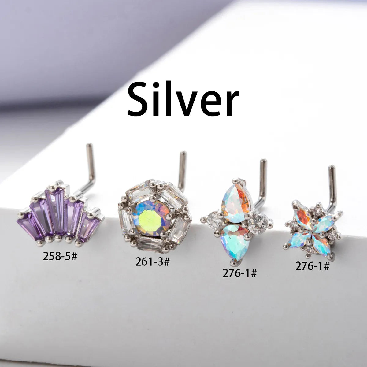 1 Piece Nose Rings & Studs Casual Simple Style Flower 316L Stainless Steel  Copper Inlay Zircon Nose Rings & Studs