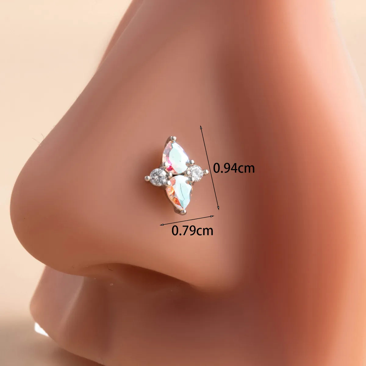 1 Piece Nose Rings & Studs Casual Simple Style Flower 316L Stainless Steel  Copper Inlay Zircon Nose Rings & Studs