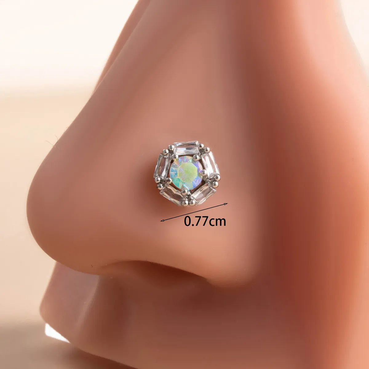 1 Piece Nose Rings & Studs Casual Simple Style Flower 316L Stainless Steel  Copper Inlay Zircon Nose Rings & Studs