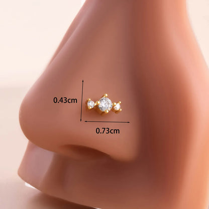 1 Piece Nose Rings & Studs Casual Simple Style Key 316L Stainless Steel  Copper Inlay Zircon Nose Rings & Studs