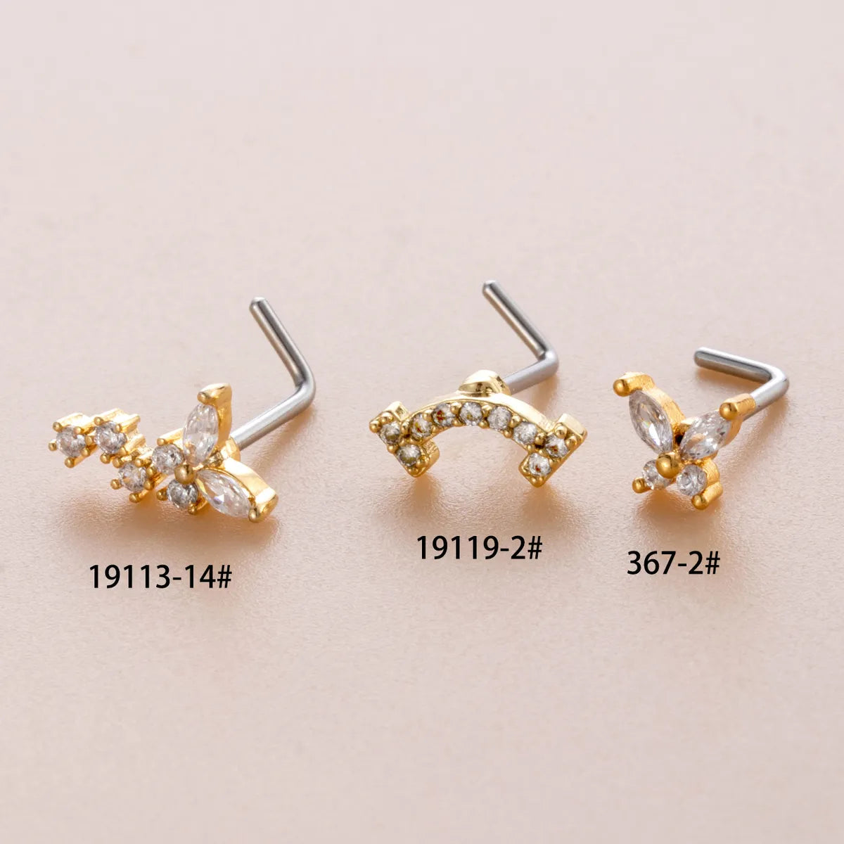 1 Piece Nose Rings & Studs Casual Sweet Korean Style Butterfly 316L Stainless Steel  Copper Inlay Zircon Nose Rings & Studs