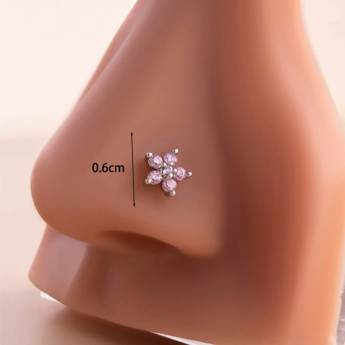 1 Piece Nose Rings & Studs Casual Sweet Korean Style Flower 316L Stainless Steel  Copper Inlay Zircon Nose Rings & Studs