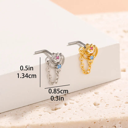 1 Piece Nose Rings & Studs Classic Style Geometric Moon Copper Polishing Plating Zircon 18K Gold Plated Nose Rings & Studs