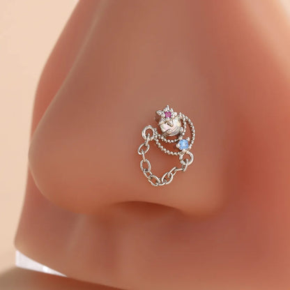 1 Piece Nose Rings & Studs Classic Style Geometric Moon Copper Polishing Plating Zircon 18K Gold Plated Nose Rings & Studs