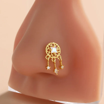 1 Piece Nose Rings & Studs Classic Style Geometric Moon Copper Polishing Plating Zircon 18K Gold Plated Nose Rings & Studs