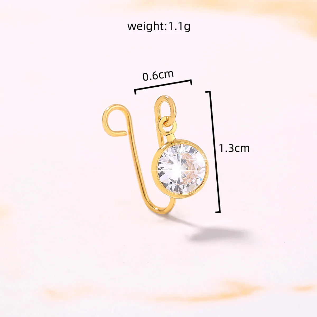 1 Piece Nose Rings & Studs Cute Hip-Hop Simple Style Solid Color Copper Inlay Rhinestones Nose Rings & Studs