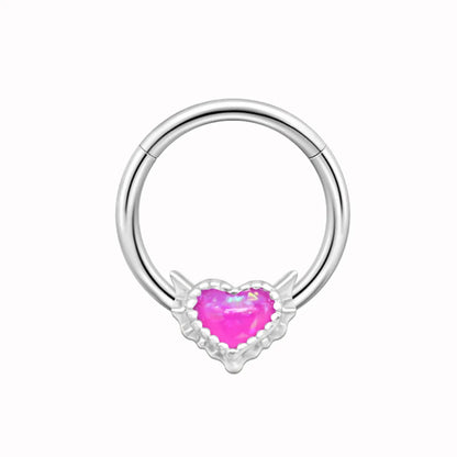 1 Piece Nose Rings & Studs Cute Sweet Heart Shape Stainless Steel Plating Inlay Opal Nose Ring