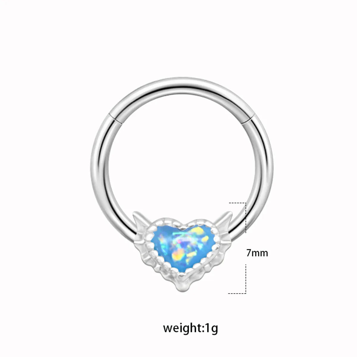 1 Piece Nose Rings & Studs Cute Sweet Heart Shape Stainless Steel Plating Inlay Opal Nose Ring