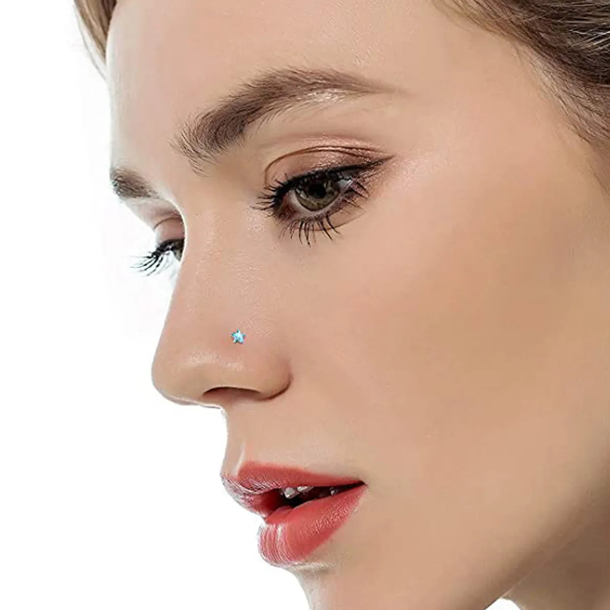 1 Piece Nose Rings & Studs Elegant Simple Style Classic Style Pentagram Round Heart Shape 316 Stainless Steel  Inlay Zircon Nose Rings & Studs