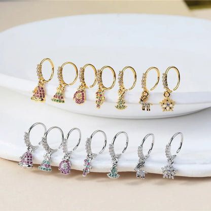 1 Piece Nose Rings & Studs Hip-Hop Modern Style Cool Style Christmas Tree Heart Shape Snowflake Copper Plating Zircon Nose Rings & Studs