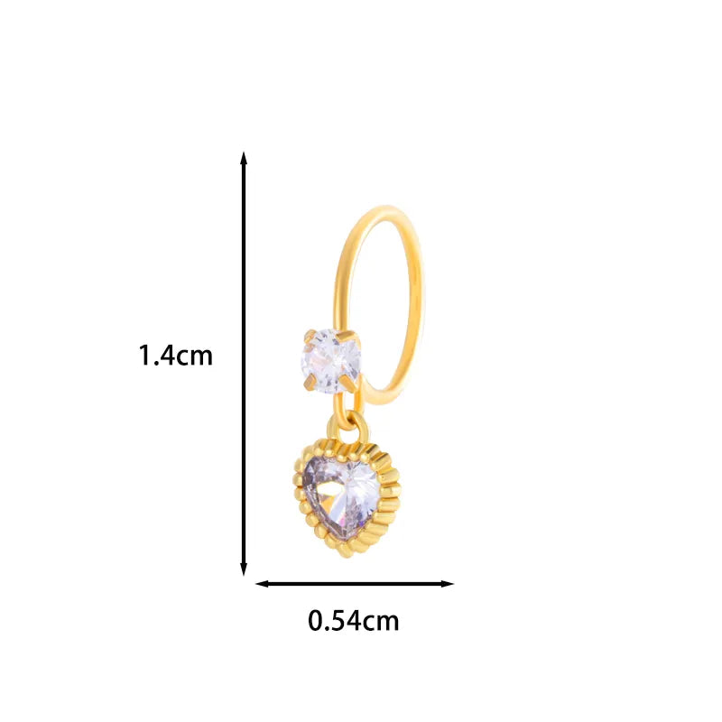 1 Piece Nose Rings & Studs IG Style French Style Simple Style Star Heart Shape Flower Copper Inlay Zircon Nose Rings & Studs