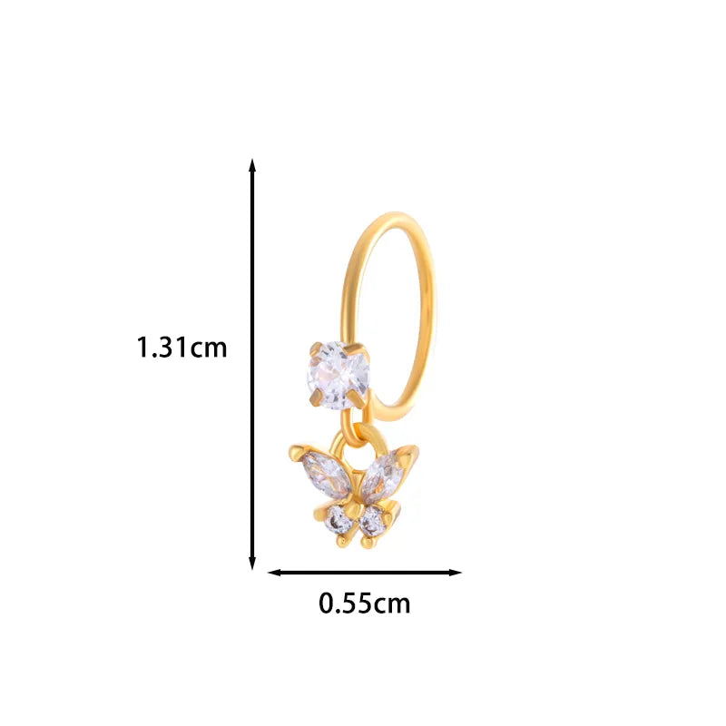 1 Piece Nose Rings & Studs IG Style French Style Simple Style Star Heart Shape Flower Copper Inlay Zircon Nose Rings & Studs