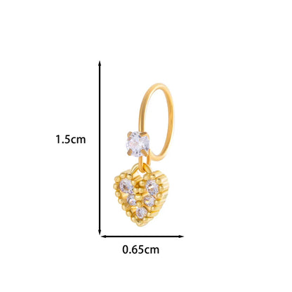 1 Piece Nose Rings & Studs IG Style French Style Simple Style Star Heart Shape Flower Copper Inlay Zircon Nose Rings & Studs