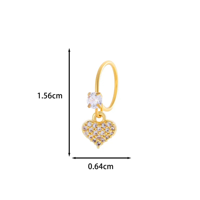 1 Piece Nose Rings & Studs IG Style French Style Simple Style Star Heart Shape Flower Copper Inlay Zircon Nose Rings & Studs