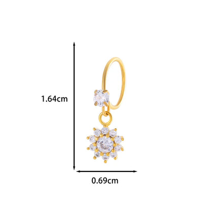 1 Piece Nose Rings & Studs IG Style French Style Simple Style Star Heart Shape Flower Copper Inlay Zircon Nose Rings & Studs