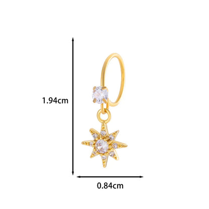 1 Piece Nose Rings & Studs IG Style French Style Simple Style Star Heart Shape Flower Copper Inlay Zircon Nose Rings & Studs