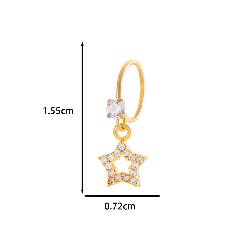 1 Piece Nose Rings & Studs IG Style French Style Simple Style Star Heart Shape Flower Copper Inlay Zircon Nose Rings & Studs