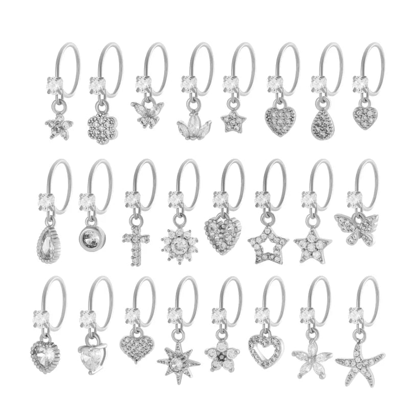 1 Piece Nose Rings & Studs IG Style French Style Simple Style Star Heart Shape Flower Copper Inlay Zircon Nose Rings & Studs