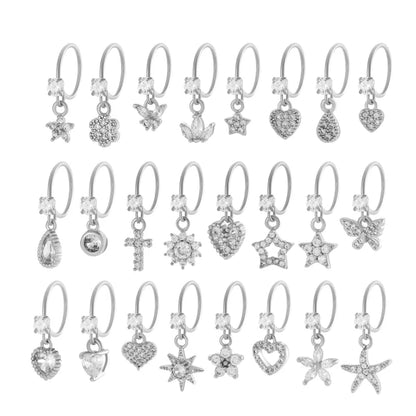 1 Piece Nose Rings & Studs IG Style French Style Simple Style Star Heart Shape Flower Copper Inlay Zircon Nose Rings & Studs