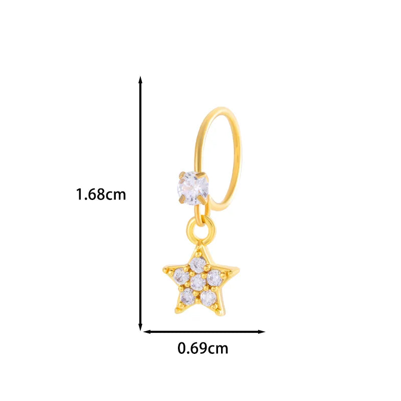 1 Piece Nose Rings & Studs IG Style French Style Simple Style Star Heart Shape Flower Copper Inlay Zircon Nose Rings & Studs