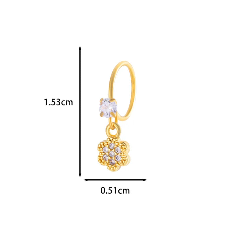 1 Piece Nose Rings & Studs IG Style French Style Simple Style Star Heart Shape Flower Copper Inlay Zircon Nose Rings & Studs