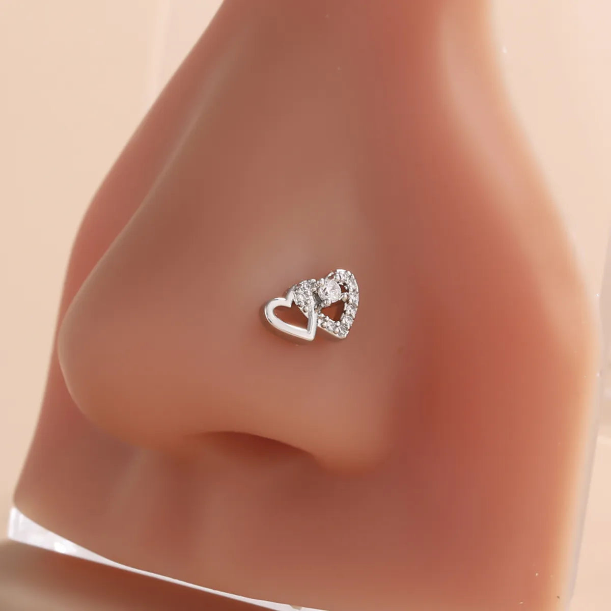 1 Piece Nose Rings & Studs Luxurious Classic Style Heart Shape Butterfly Copper Polishing Plating Zircon 18K Gold Plated Nose Rings & Studs