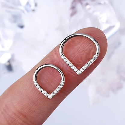 1 Piece Nose Rings & Studs Punk Simple Style Water Droplets 316L Stainless Steel  Inlay Carving Zircon 18K Gold Plated Ear Cartilage Rings & Studs Nose Rings & Studs