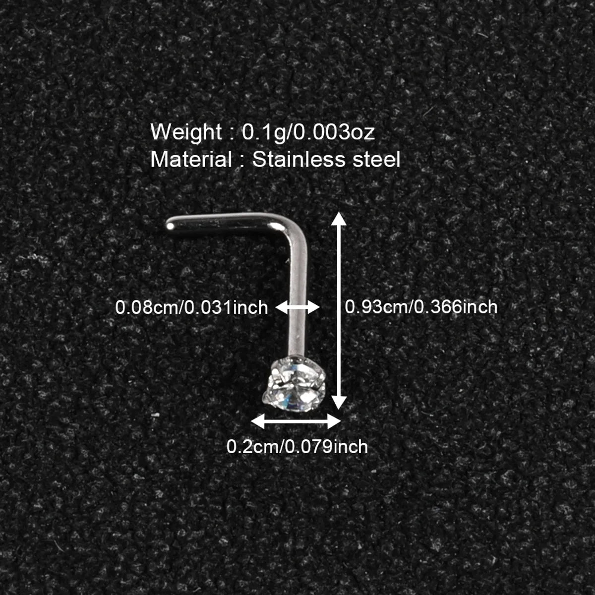 1 Piece Nose Rings & Studs Simple Style Classic Style Geometric 303 Stainless Steel Polishing Inlay Zircon Nose Rings & Studs